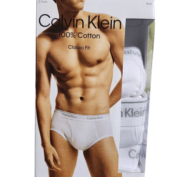 Calvin Klein 100% Cotton Stretch Classic Fit 3 Pack Brief White Size Small NEW - Picture 1 of 2